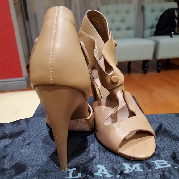 L.A.M.B. Taupe Miyo Stud Heels - Picture 2 of 5